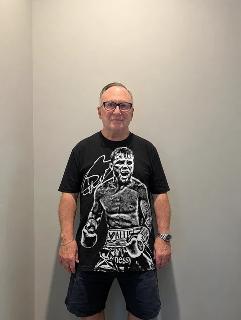 Real customer wearing the CANELO ALVAREZ II tee